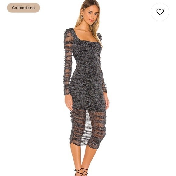 Jonathan Simkhai Ruched Mesh Midi Dress - Picture 2 of 8